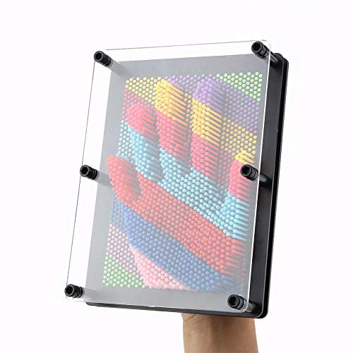 Objet Scientifique, 3D Pin Art Sculpture Clous Pin Impression Toy 3D Tableau Planche à Clous Pinpression Empreinte Main Clou (Black Large)