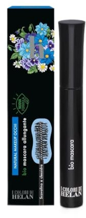 Helan, I Colori di Helan, Mascara Allungante, Mascara Bio con Scovolino a Clessidra per Ciglia Lunghe, Piene e Definite - Make Up Allungante Occhi con Cere Naturali Nutrienti, Nero 8 ml, Made in Italy