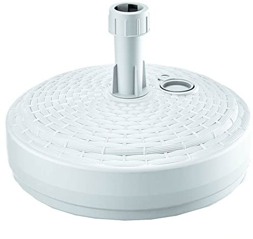 Base de sombrilla de polietileno redonda con diseño trenzado 39 x 39 x 13 cm en color blanco