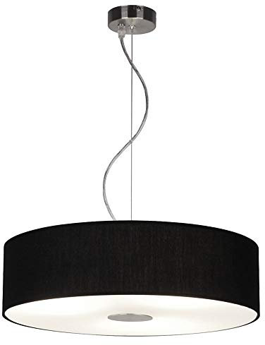 etc-shop Hängeleuchte Esstisch Pendelleuchte schwarz rund Wohnzimmerlampe Modern hängend, mit Farbwechsel und Dimmer, Textil und Glas, 3x 9 Watt RGB LED 806 Lumen, D 45 cm