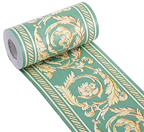 GQQG 10m Selbstklebende Bordüre Tapete, PVC wasserdichte Tapete Bordüre Dekoration, Türrahmen Wandkantenschutz Home Wanddekoration für Wohnzimmer Badezimmer Küche Fliesen (Blanco : Verde)