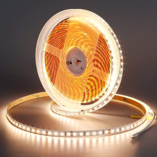 GOMING 20M LED Strip Warmweiss 3000K 24V LED Streifen Warmweiß 2400LED 144W LED Band Selbstklebend Hohe Helligkeit 12000Lm Nicht Wasserdicht IP20 Lichtband für Heim Deko(Netzteil nicht Enthalten)