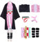 Alaiyaky Nezuko Costume de cosplay pour enfant Demon Slayer Nezuko Kimono Cosplay Costume d'Halloween Costume d'Anime Manteau pour adulte (140 cm, cosplay 2)