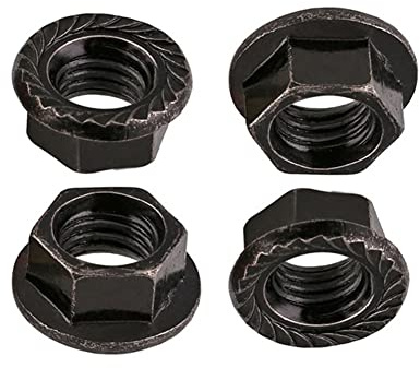 CONPHERON M12 Dado Flangiato Seghettato, Dado Esagonale con Flangia, in Acciaio Zincato, Nero, 6 Pezzi