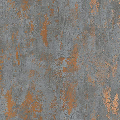 Rust Metallic Marble Wallpaper Home Industrial Concrete Effect Grey Copper