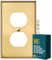 Rio Salto BRASS Metal Gold Outlet Cover Duplex or Light Switch Cover Wall Plate, STANDARD SIZE Single Duplex Receptacle Wallplate Covers 1 Gang Electrical Electric Brushed Brass 4.5 x 2.7