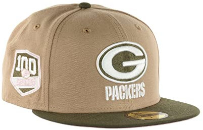 New Era Green Bay Packers NFL 100 Seasons Sidepatch Camel Olive 59Fifty Basecap - 7 1/4-58cm (L)