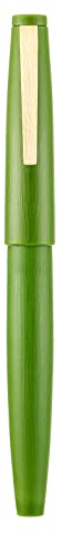Jinhao 80 Füllfederhalter, Avocado-Grün, gebürstete Faser, feine Spitze mit Konverter und kleiner Stifttasche, Set (goldener Clip)
