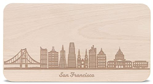 GRAVURZEILE Frühstücksbrettchen mit Gravur - Skyline San Francisco - Holz Schneidebrett Vesperbrett Brotzeitbrett - Geschenk für Stadtverliebte & USA Fans - Ideal auch als Souvenir