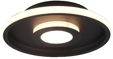 Trio Leuchten LED Badezimmer Deckenleuchte Ascari 680810332, Metall Schwarz matt, inkl. 28 Watt LED, Switch Dimmer
