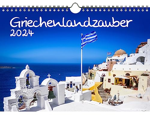 Griechenlandzauber DIN A4 Kalender für 2024 Athen Mykonos Kreta Urlaub Strand Meer Griechenland - Seelenzauber