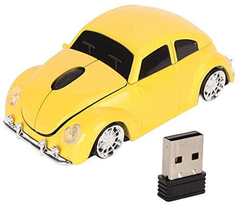 Tonysa Souris de Jeu 1600 DPI, Souris D'Ordinateur Portable sans Fil 2,4 GHz, Souris de Bureau USB Voiture de Sport avec Récepteur USB pour Ordinateur de Bureau Portable (Jaune)