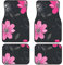Evanem Lot de 4 tapis de sol de voiture avec motif floral rose et noir - Tapis de sol imperméable et antidérapant pour SUV, camion, voiture