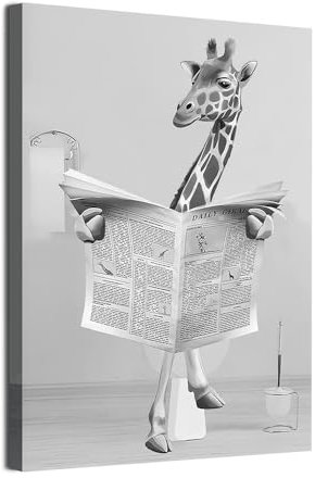 QPLGTU Badezimmer Tier Dekoration Bilder, Interessante Tier Poster Dekoration Bilder, Bad Kuh Poster Dekoration Leinwand Gemälde, Rahmenlos (Stil 2,60x90cm*1)