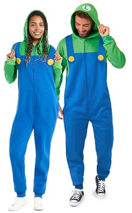 OppoSuits Erwachsene Unisex Super Mario brothers Onesie - Nintendo One-piece - Loose Fit - Inklusive Taschen