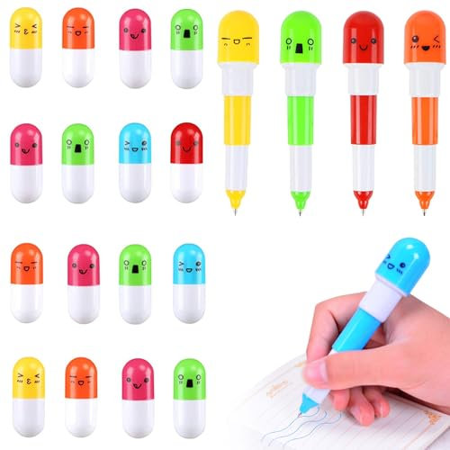 Mini Kapsel Stifte Pillen Kugelschreiber Kreativer, Mini Pillen Kugelschreiber, 20 Stück Mini Kapsel Stifte, Mini Kapsel Stifte Pillen,Druckkugelschreiber,für Schule,Büro und Zuhause (Farbe Zufällig)