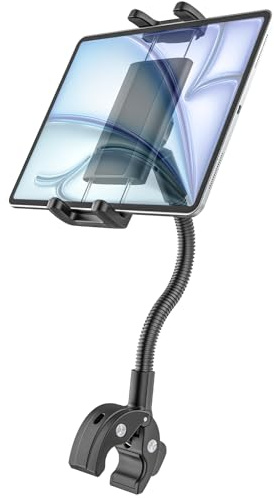 Kolasels Spin Bike Tablet Holder, Gooseneck for Wheelchair, Stroller, Indoor Cycling, Gym Bike, Treadmill, Microphone Stand, Compatible with iPad Pro Air