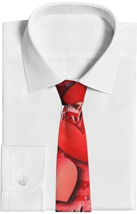 Dwrepo Herren-Krawatte mit roten Herzen, weiche Seide, formelle Krawatte, modisch, Hochzeit, Business, Schwarz, Einheitsgröße, Schwarz, Einheitsgröße