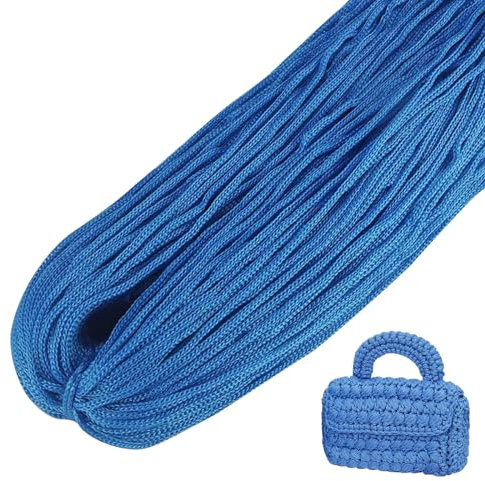 LEREATI Polyester Garn, Makramee Garn 3mm x 200m Polyester-Seil Polypropylen-Kordel Makramee Schnur Geflochten für Handtasche, Häkeltasche, Strickwaren, Wohndekorationen (Seeblau)