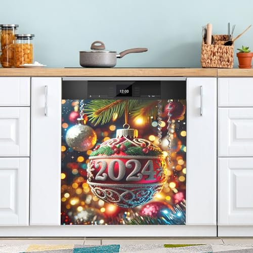 Coperture magnetiche per lavastoviglie 2024 Happy New Year Farmhouse Decor Cover per lavastoviglie 58 x 66 cm