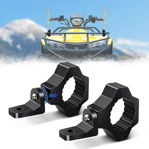 Playexen UTV Scheinwerferhalterung 2 Stück, Peitschenlichthalterung 360° Drehbare Alulegierung, Universal Flaggenhalterung Verstellbare, LED Lichtleistenhalterungen für Motorrad, PKW, LKW, SUV
