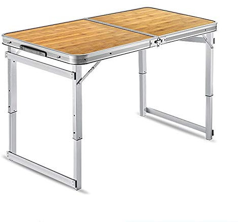 ZZBFHH Tragbarer Klapptisch, Campingtisch, Aluminiumlegierung – rechteckig, 100 kg, 120 x 60 x (50–70) cm (Farbe: Weiß)