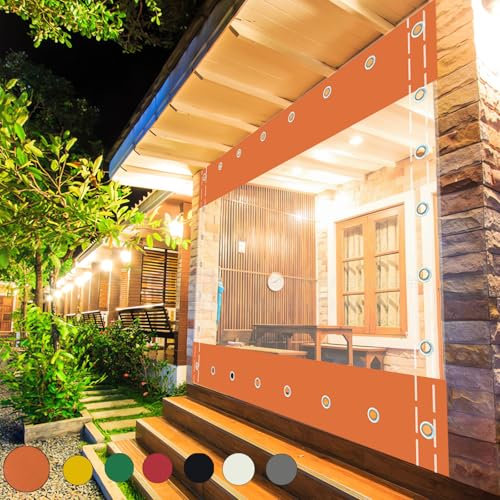 Pannelli Laterali Impermeabili per Pergola Tende Trasparente con Occhielli,Telone Tende Balcone Trasparenti per Esterni,Terrazze,Giardino,Balcone Portico (altezza x larghezza) 0,8x0,8m/2.62x2.62ft