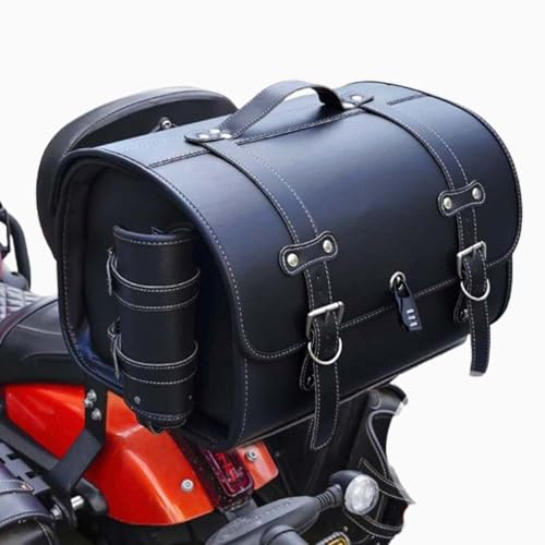 JDUYHS Motorrad Hecktasche für Kawasaki Z750, Motorrad Topcase Große Kapazität Topcase für Roller Motorrad Werkzeugtasche Leder wasserdichte Packtaschen,A Black
