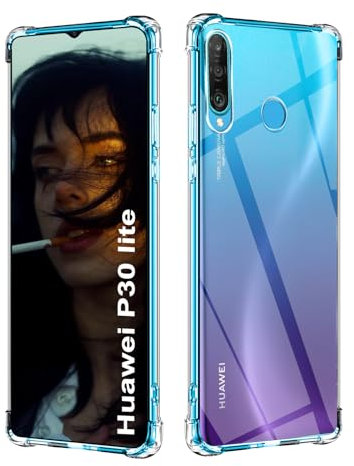 ISOI - Funda Compatible con Huawei P30 Lite, con Parachoques de Airbag a Prueba de Golpes Protección Completa,Carcasa Protectora de Silicona TPU Suave Ultrafino - Transparente
