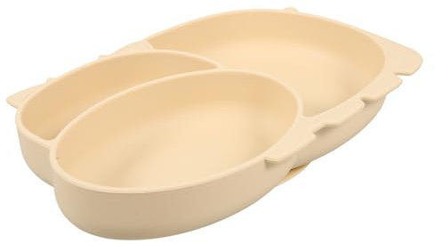 JOINPAYA Assiette Garçon Fille Silicone Avec Ventouse Assiette Divisée Pour Repas Et Ludiques Ustensile Alimentaire Sécurisé Et Pour Garçon Fille Beige
