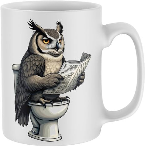 Purple Print House Funny Owl Toilet Humour Mug Secret Santa Office Staff Xmas Gift Tea Coffee Cup Men Women