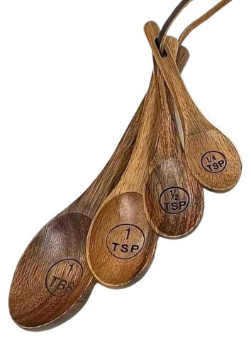 Wooden Measuring Cups - Rustic Kitchen Measuring Set, Natural Wood | Handmade Baking Cups, Eco-friendly Measuring Spoon Set, Durable Dry and Liquid Measuring Tools, Nesting Cups for Cooking