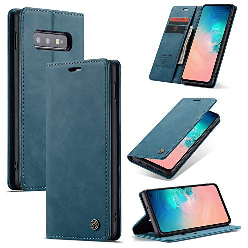 owlhold Samsung Galaxy S10e hülle Galaxy S10e Klapphülle Premium PU Leder Handytasche Weiches Vintage Faltbare Schutzhülle Kartenfach Standfunktion Handyhülle Samsung Galaxy S10e 5G - Blaugrün