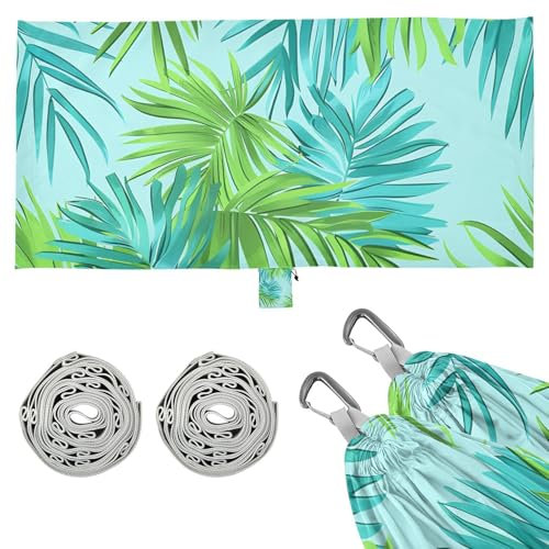 Amaca tropicale con foglie di palma turchese con corda appesa amaca per esterni spiaggia patio giardino