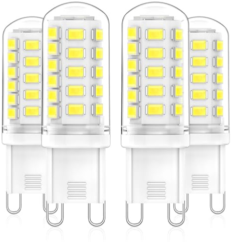 RuLEDne Lampadine LED G9, 6000 K, bianco freddo, 3 W, 500 lm, confezione da 4