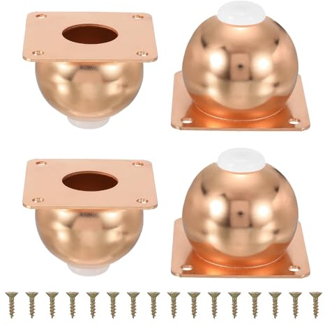 sourcing map Legs for Furniture Set of 4, Heavy Duty Metal Sphere Furniture Feet with Rubber Pads for Dresser, Sofa, Tables, Bed and Cabinet(2.36/60mm, Rose Gold)