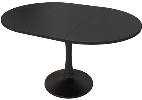 fullarrive Ausziehbarer ovaler Esstisch modernerdining Table mit schwarzer esszimmertisch Dining tables100/140 x 100 x 75 cm
