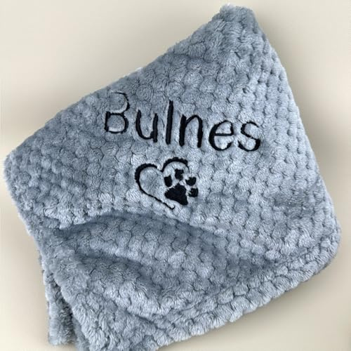 HERSTL Personalisierte Hundedecke, Bestickte Hundedecke Mit Namen Und Geburtsdatum, Kuschelige Pfotenabdruck-Haustierdecke Als Geschenk for Hunde, Welpen, Katzen Und Kätzchen(70X100cm)