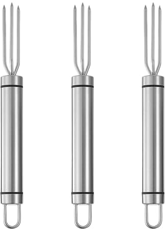 Lot de 3 brochettes de maïs en acier inoxydable avec 3 broches pour une utilisation sans effort Convient pour barbecue en plein air et brochettes de pommes de terre