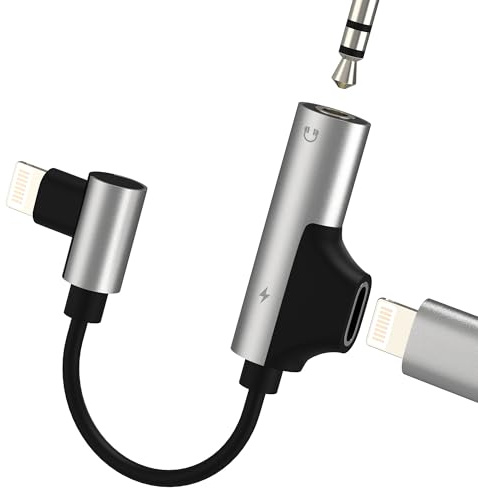 Adapter Lightning auf Klinke für iPhone 14 13 Pro Max Aux Kopfhörer für Apple Audio Kabel 3.5mm Headphone Jack Splitter Auto Konverter Anschluss Aufladen Auxkabel für iPad Kopfhöreranschluss Ladegerät