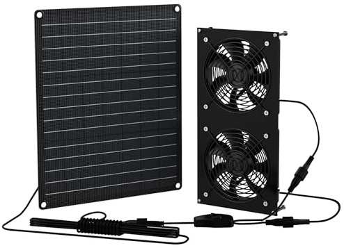 Panel solar de 12 W con ventilador, ventilador solar para pequeños gallineros, invernaderos, cobertizos, casas para mascotas, salida de aire