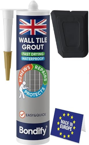 BONDIFY Waterproof Wall & Floor Tile Grout Black Cartridge Ready Mixed 450g | FAST DRYING Anti Mould Wall Grout Repair Kit Black, Grout Reviver for Shower, Bathroom, Patio, Quick Drying Gap Filler