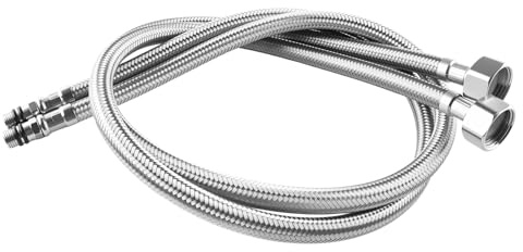 800mm Long Pack of 2 Kitchen/Basin Monobloc Mixer Tap Connectors Flexi Pipes Tails British Standard Pipe M10 x1/2 Fitting