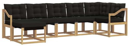vidaXL Outdoor-Sofagarnitur mit Kissen 7 pcs Weiß und Schwarz, Moderne Loungemöbel für draußen, wetterfestes Sofa, Bequeme Sitzgelegenheit, minimalistisches Gartenmöbel