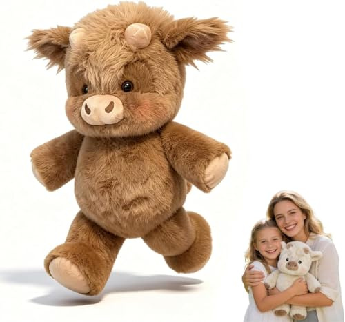 ZUMME Laufendes Kuh Plüschtier. 45cm Weiches Kuscheltier mit beweglichen Pfoten, Anti-Stress Spielzeug, Cartoon Figur, Plüsch Kissen Dekor für Zuhause, Erwachsene Kinder Jungen Mädchen.