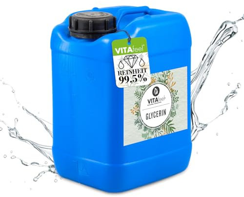 VitaFeel Glycerin 99,5% | Perfekt für DIY Desinfektion | rein pflanzlich & vegan - Kosmetik & Hautpflege | Farb- & geruchlos, niedrige Viskosität, vielseitig einsetzbar (5000 ml (1er Pack))
