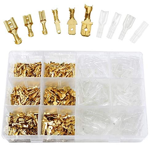 WayinTop 720 Stück Flachsteckhülsen Set, 2,8 mm 4,8 mm 6,3 mm männlich weiblich Kabelsteckschuhe Flachstecker Spade Kabelschuhe Terminals Kabel Stecker mit Isolierhülse Sleeve