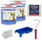 Set 2x Fliesenlack 0,75 Liter (weiß) mit 1x Anlauger und Entfetter Pulver 100 Gramm + Farbroller + Farbwanne + 6x Walze