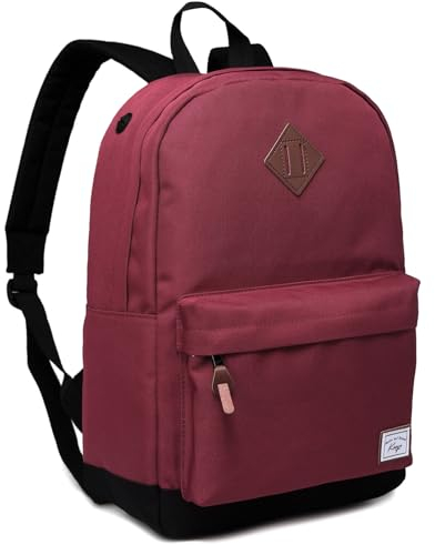 Kasgo Schulrucksack, Wasserabweisend 15.6 Zoll Laptop Rucksack Daypack Klassischen für Teenage Jungen Herren Damen Reise Burgunder