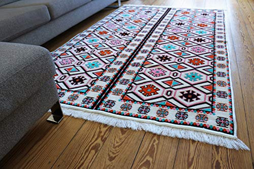 Elessar Neu,130 x 200 cm Kelim, Orient-Teppich, Läufer, orientalische Zimmer-Dekoration, Bodenbelag Wohnzimmer Flur Geschenk Geburtstag Hochzeit, Neue Wohnung, Wandteppich ES 2-4-04